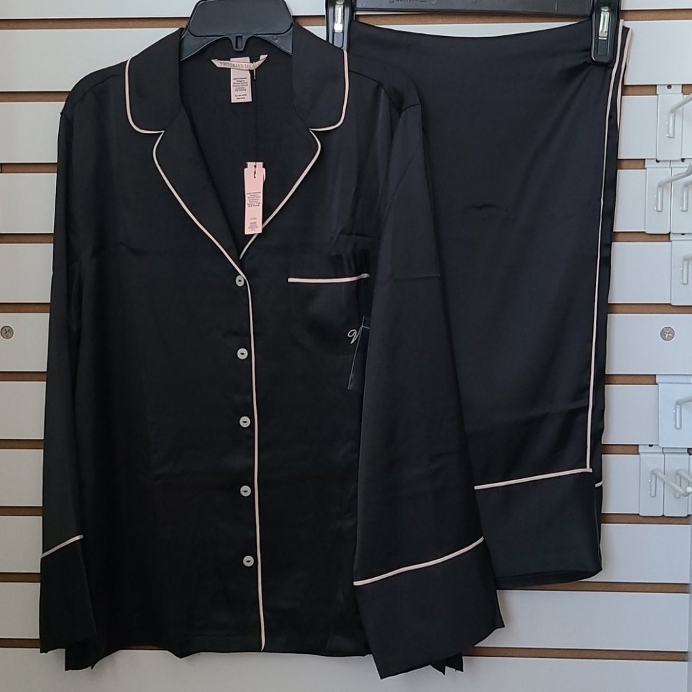 Victoria's Secret Long PJ Set Black Sz Xs